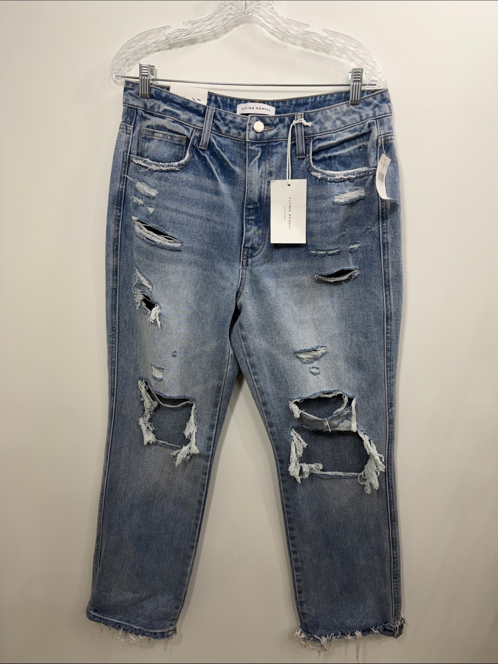 Flying Monkey Ultra High Rise Straight distressed jeans size 30x29. NWT